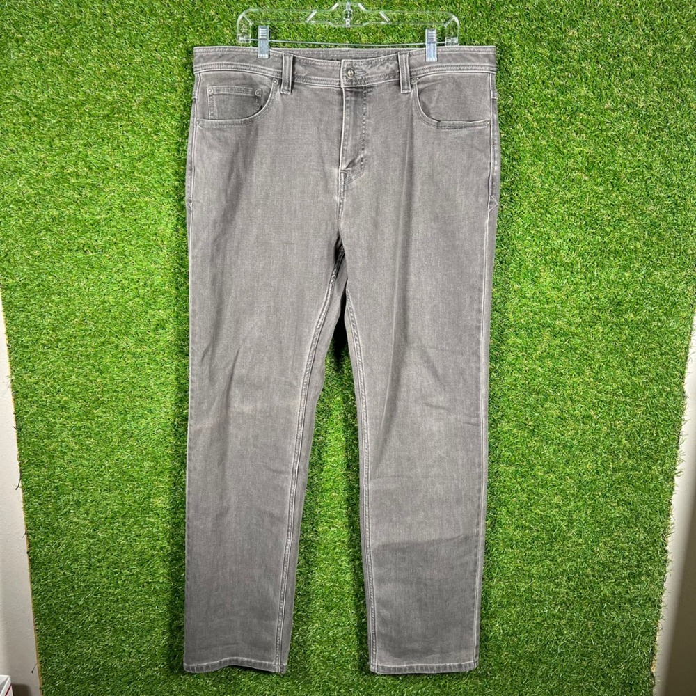 Prana Slim Fit Gray Denim Jeans‎ Mens 36W x 32L Button Fly Casual Outdoor